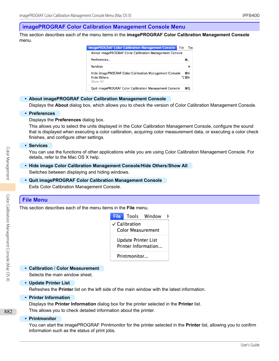 File menu, P.882 | Canon imagePROGRAF iPF8400 User Manual | Page 882 / 1046