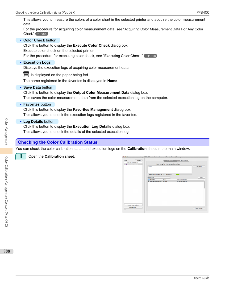 Checking the color calibration status, P.888 | Canon imagePROGRAF iPF8400 User Manual | Page 888 / 1046