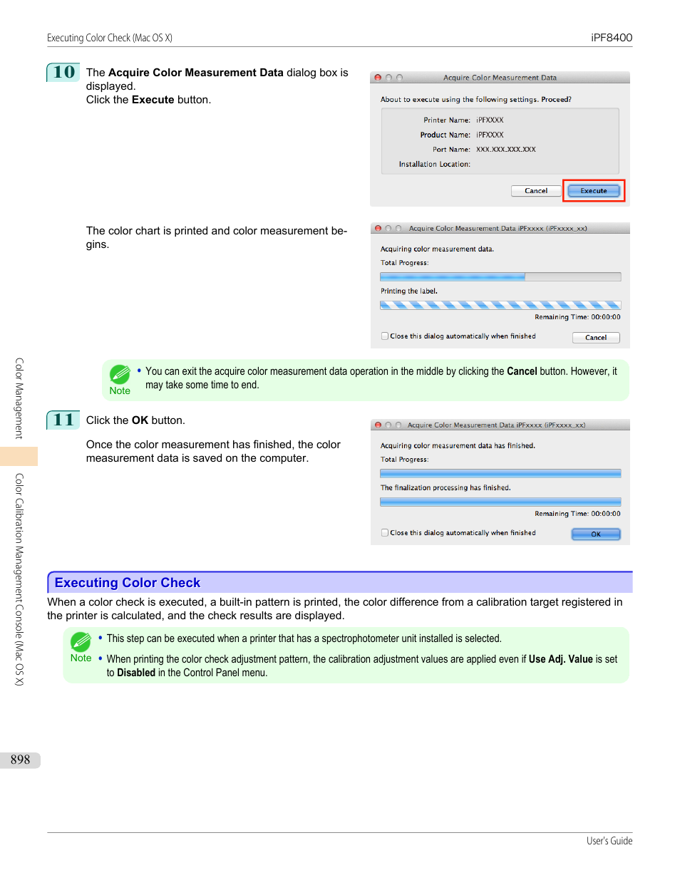 Executing color check, See "executing color check, P.898 | Canon imagePROGRAF iPF8400 User Manual | Page 898 / 1046
