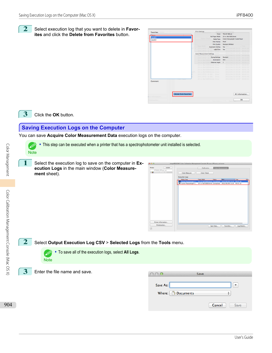 Saving execution logs on the computer | Canon imagePROGRAF iPF8400 User Manual | Page 904 / 1046