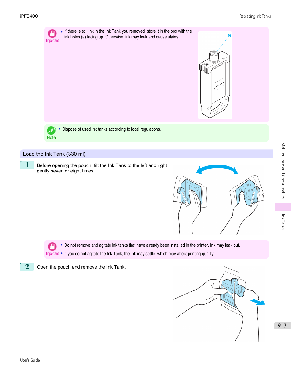 330 ml ink tanks, P.913 | Canon imagePROGRAF iPF8400 User Manual | Page 913 / 1046
