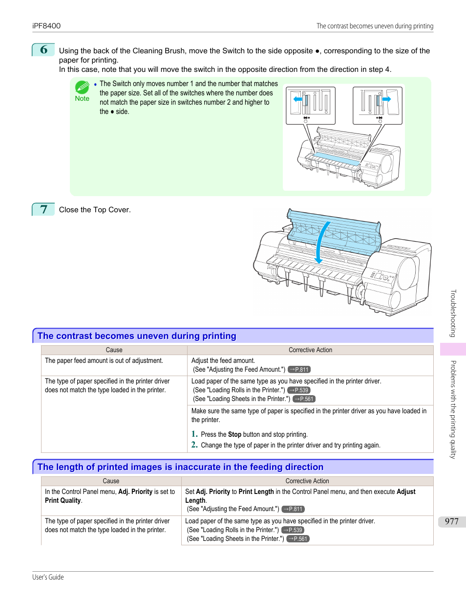 The contrast becomes uneven during printing | Canon imagePROGRAF iPF8400 User Manual | Page 977 / 1046