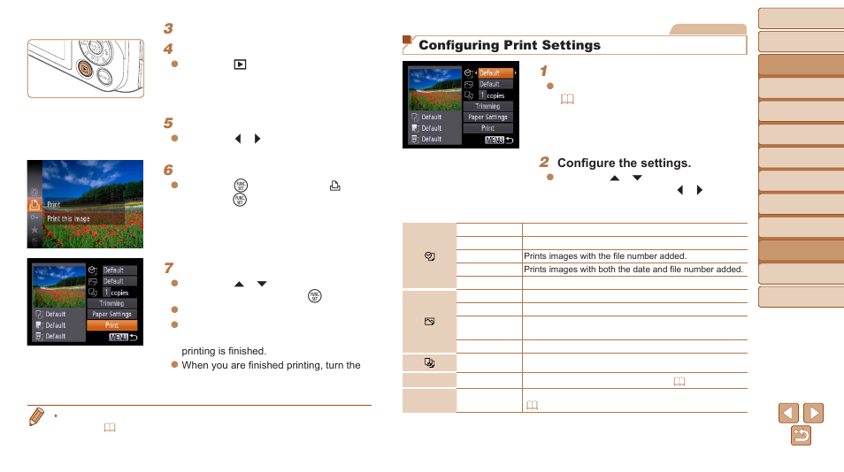 Configuring print settings | Canon PowerShot D30 User Manual | Page 123 / 153