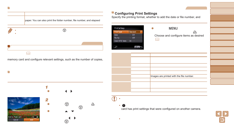 Use camera dpof print settings, To the print list (dpof), Adding images to the print list | Dpof), Adding images to the print list (dpof) | Canon PowerShot D30 User Manual | Page 126 / 153