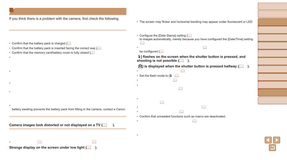Troubleshooting, Power, Display on a tv | Shooting | Canon PowerShot D30 User Manual | Page 133 / 153