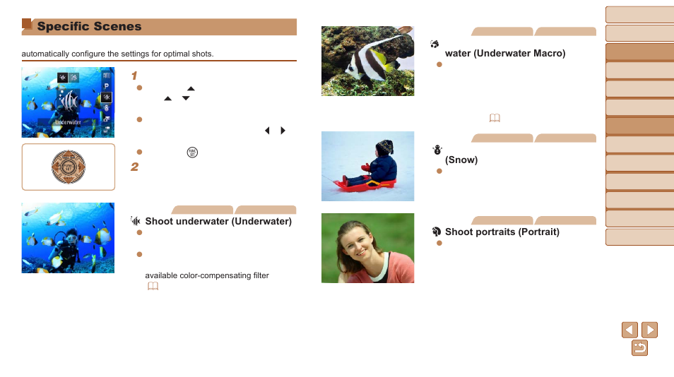 Specific scenes | Canon PowerShot D30 User Manual | Page 51 / 153