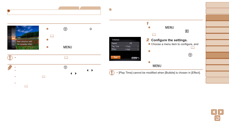 Viewing slideshows, Iewing, Slideshows | Canon PowerShot D30 User Manual | Page 86 / 153