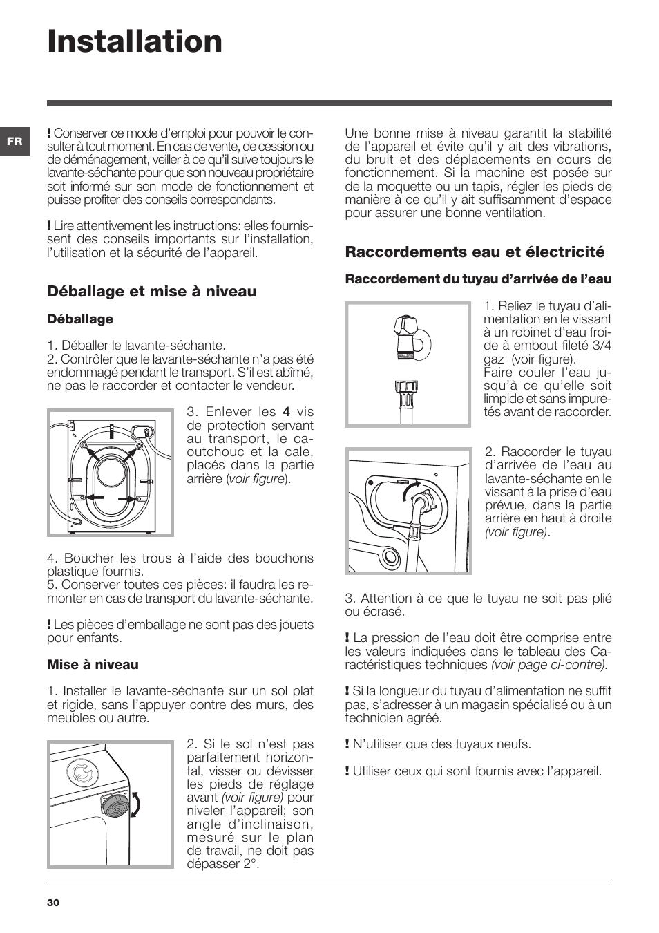 Installation | Hotpoint Ariston CAWD 129 EU User Manual | Page 30 / 72