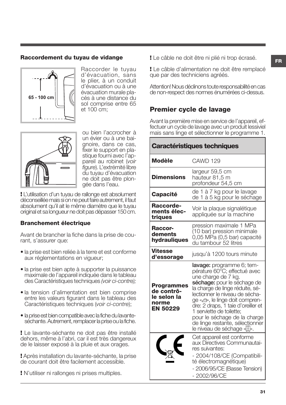 Hotpoint Ariston CAWD 129 EU User Manual | Page 31 / 72