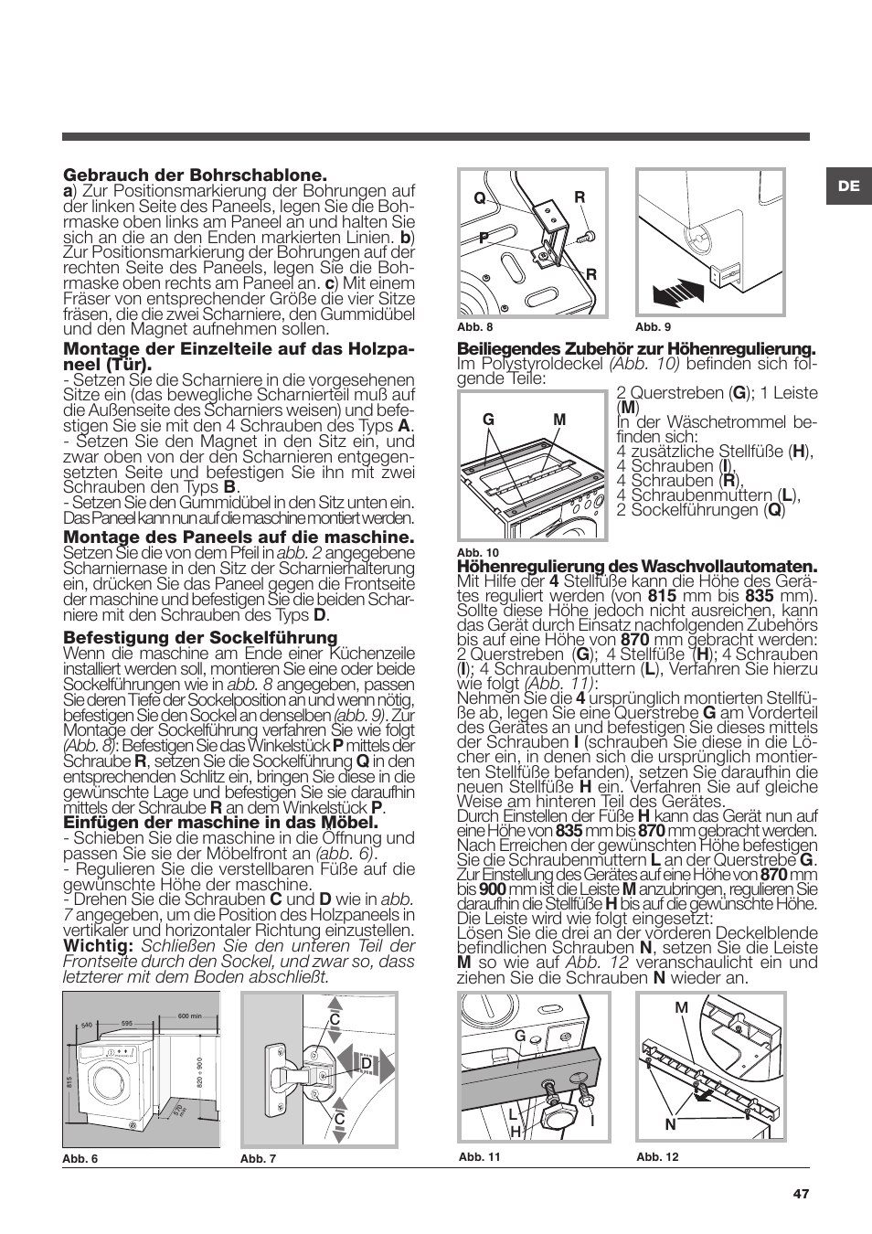 Hotpoint Ariston CAWD 129 EU User Manual | Page 47 / 72