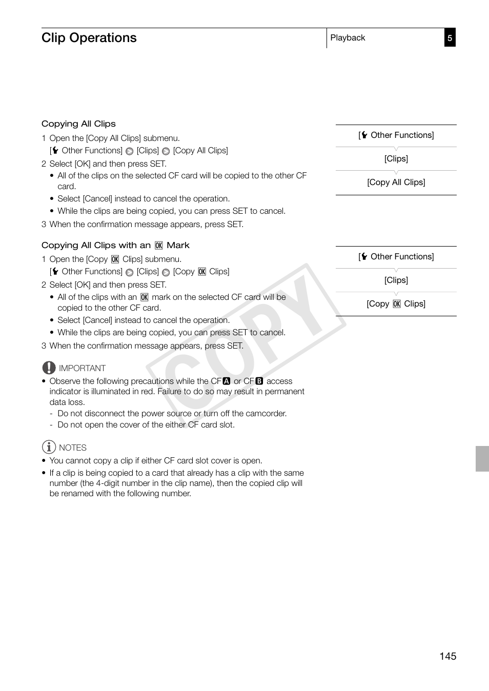 Cop y | Canon XF305 User Manual | Page 145 / 217