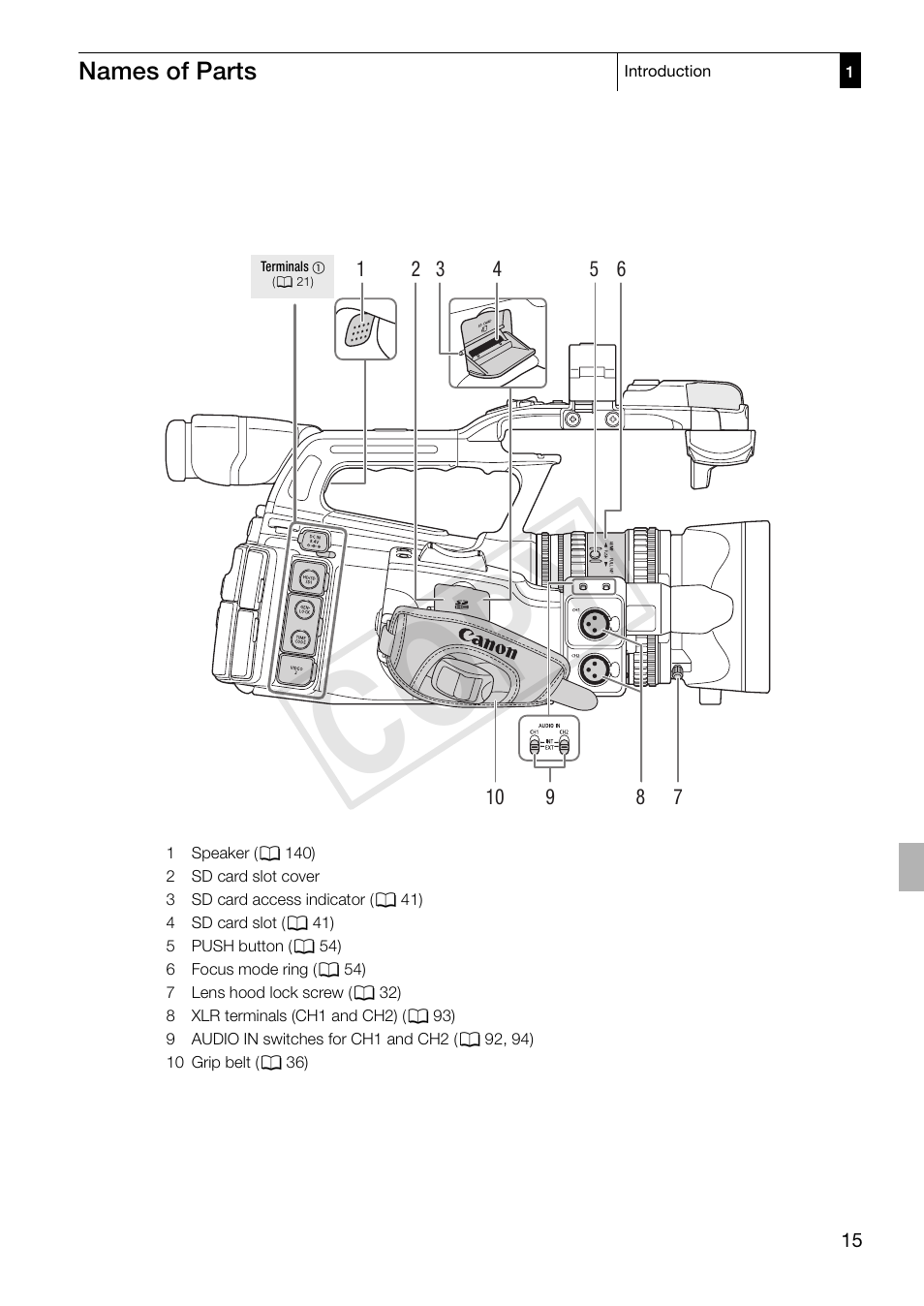 Cop y | Canon XF305 User Manual | Page 15 / 217