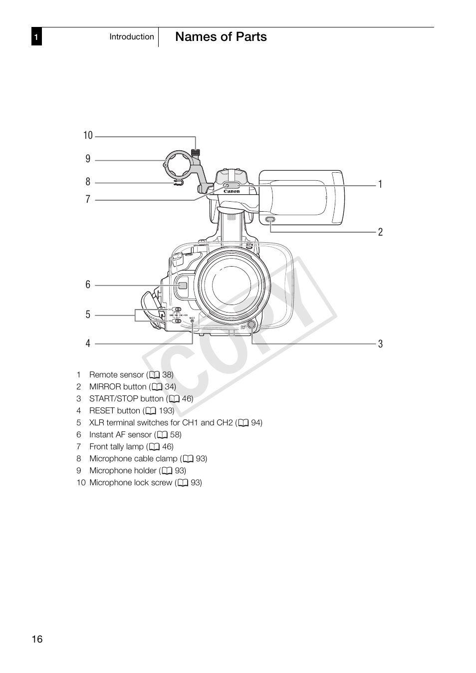 Cop y | Canon XF305 User Manual | Page 16 / 217