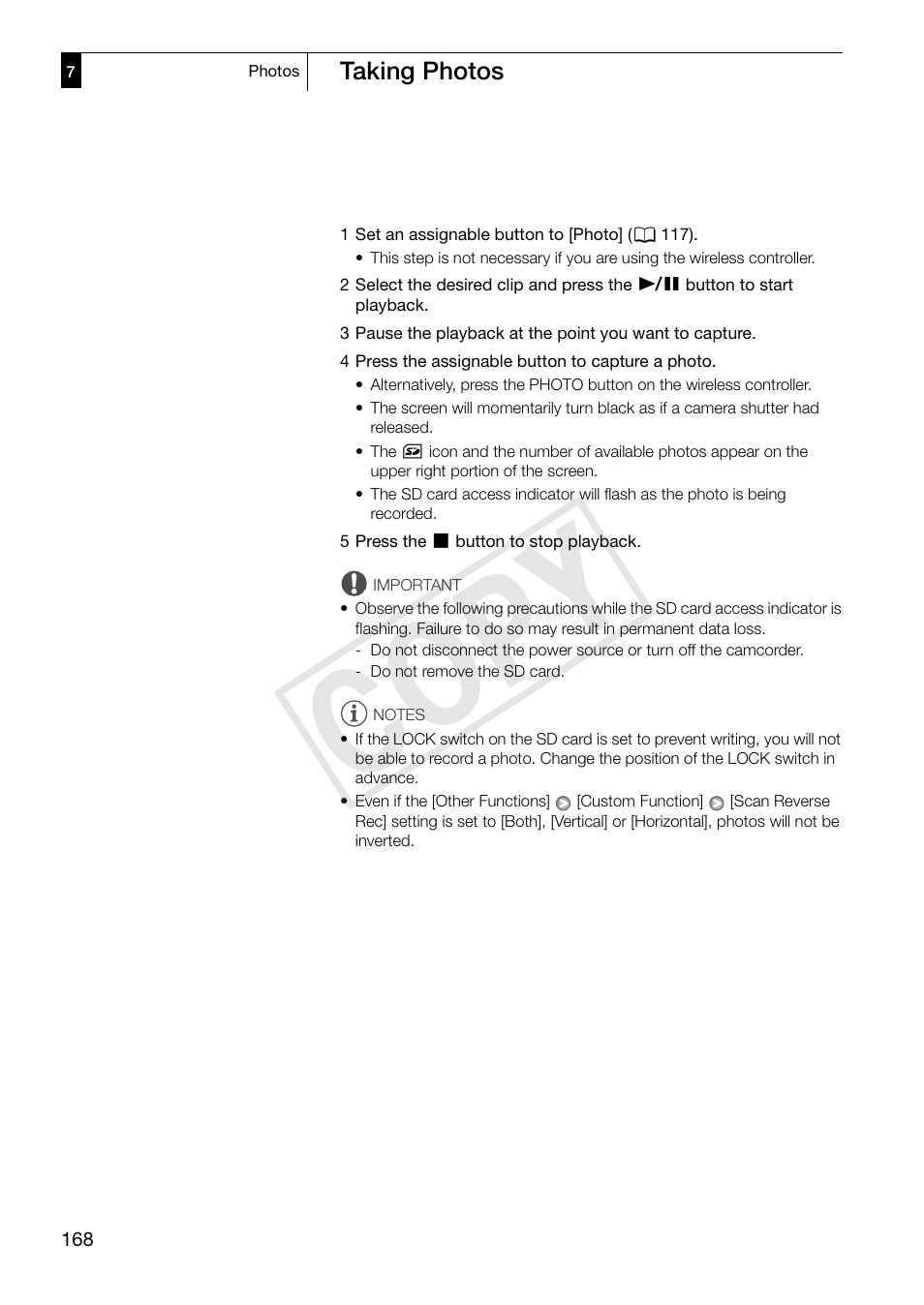 Cop y | Canon XF305 User Manual | Page 168 / 217