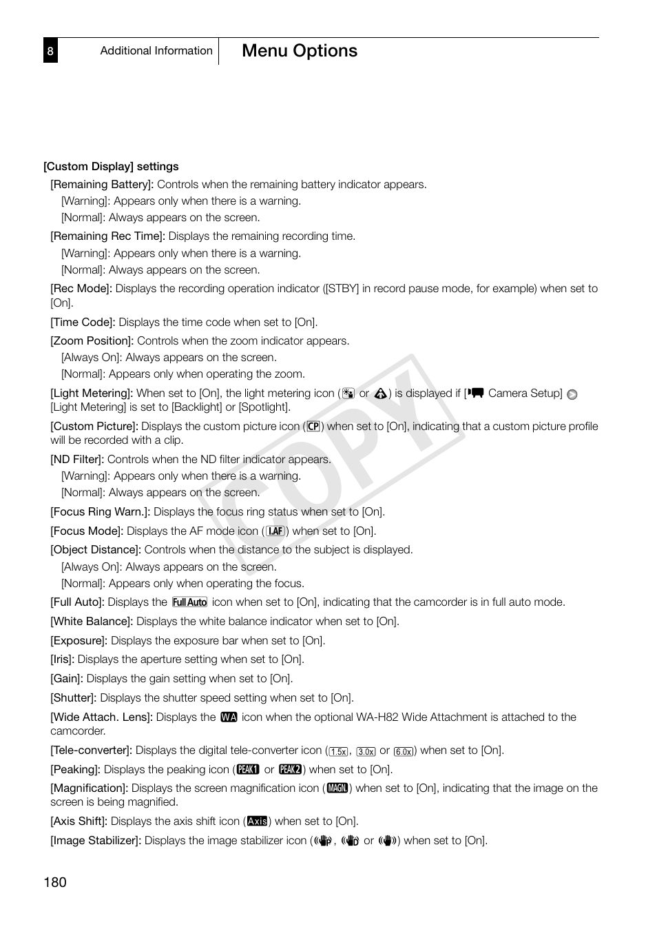 Cop y | Canon XF305 User Manual | Page 180 / 217