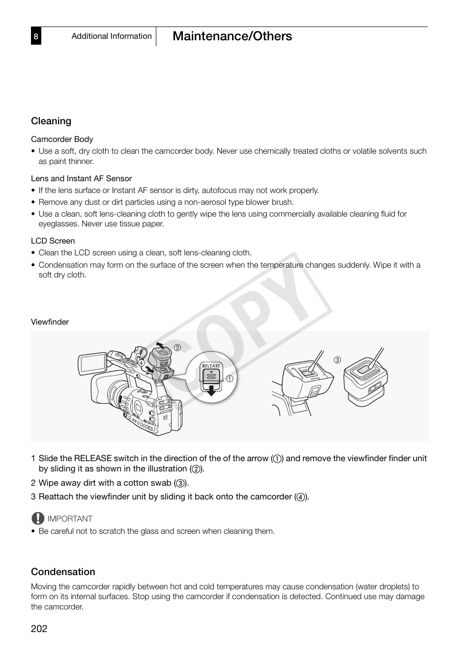 Maintenance/others, Maintenance/others 202, Cop y | Canon XF305 User Manual | Page 202 / 217