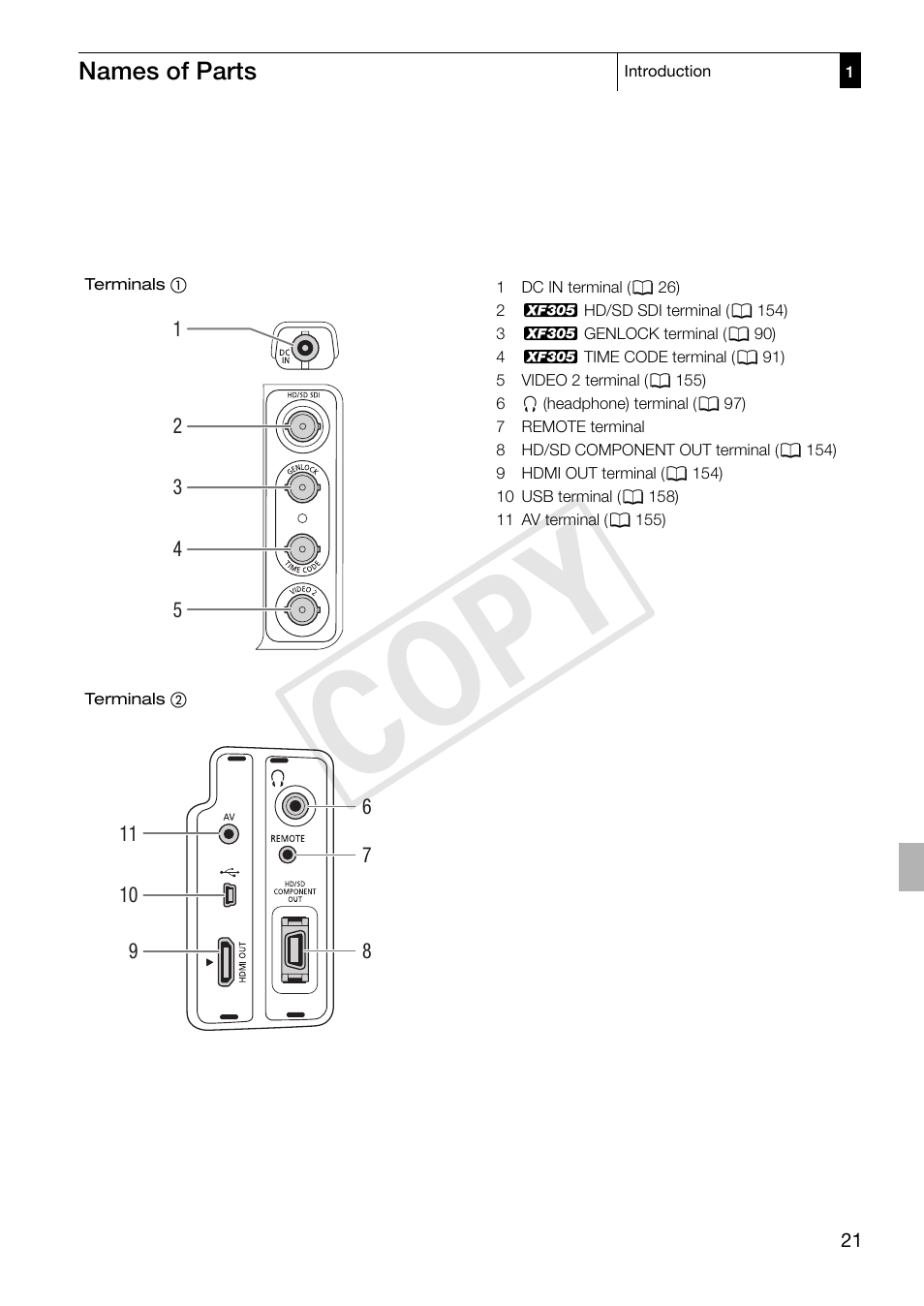 Cop y | Canon XF305 User Manual | Page 21 / 217