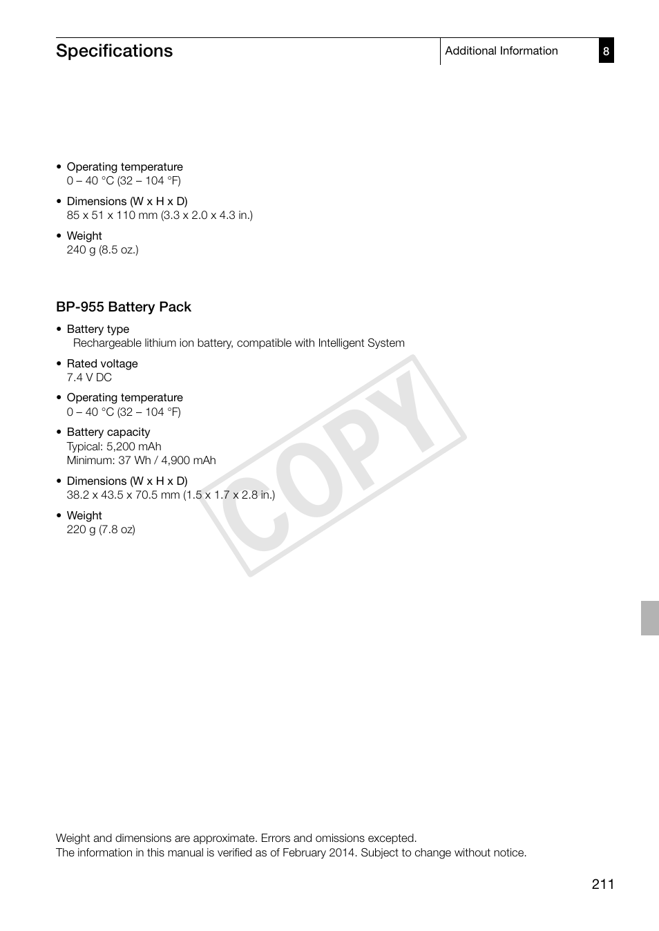 Cop y | Canon XF305 User Manual | Page 211 / 217