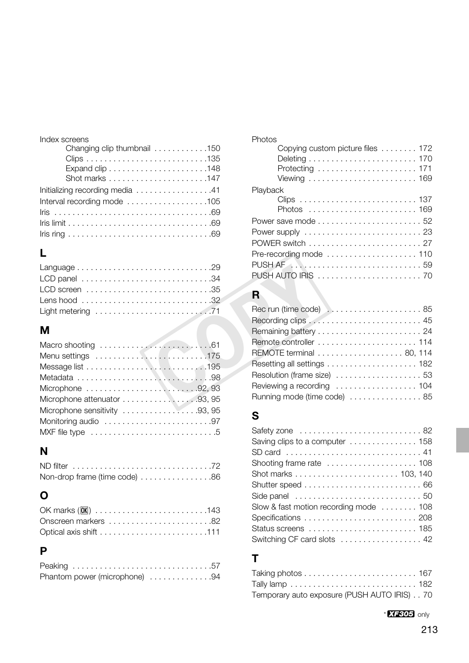 C op y | Canon XF305 User Manual | Page 213 / 217