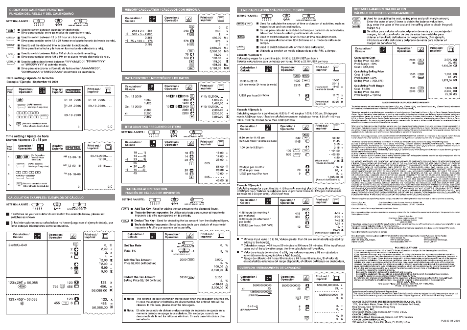 P23-dhv g usa gb back | Canon P23-DHV G User Manual | Page 2 / 2