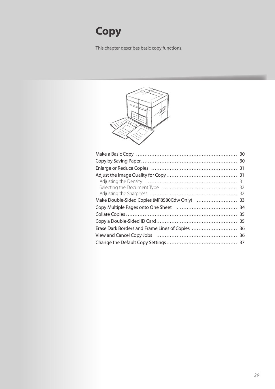 Copy | Canon Color imageCLASS MF8580Cdw User Manual | Page 29 / 120