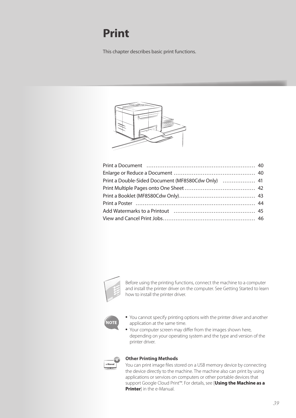 Print | Canon Color imageCLASS MF8580Cdw User Manual | Page 39 / 120