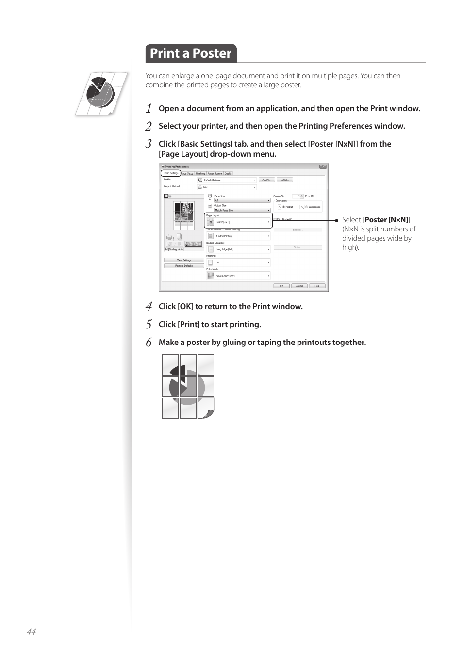 Print a poster, Print a poster ………………………………………………………… 44 | Canon Color imageCLASS MF8580Cdw User Manual | Page 44 / 120