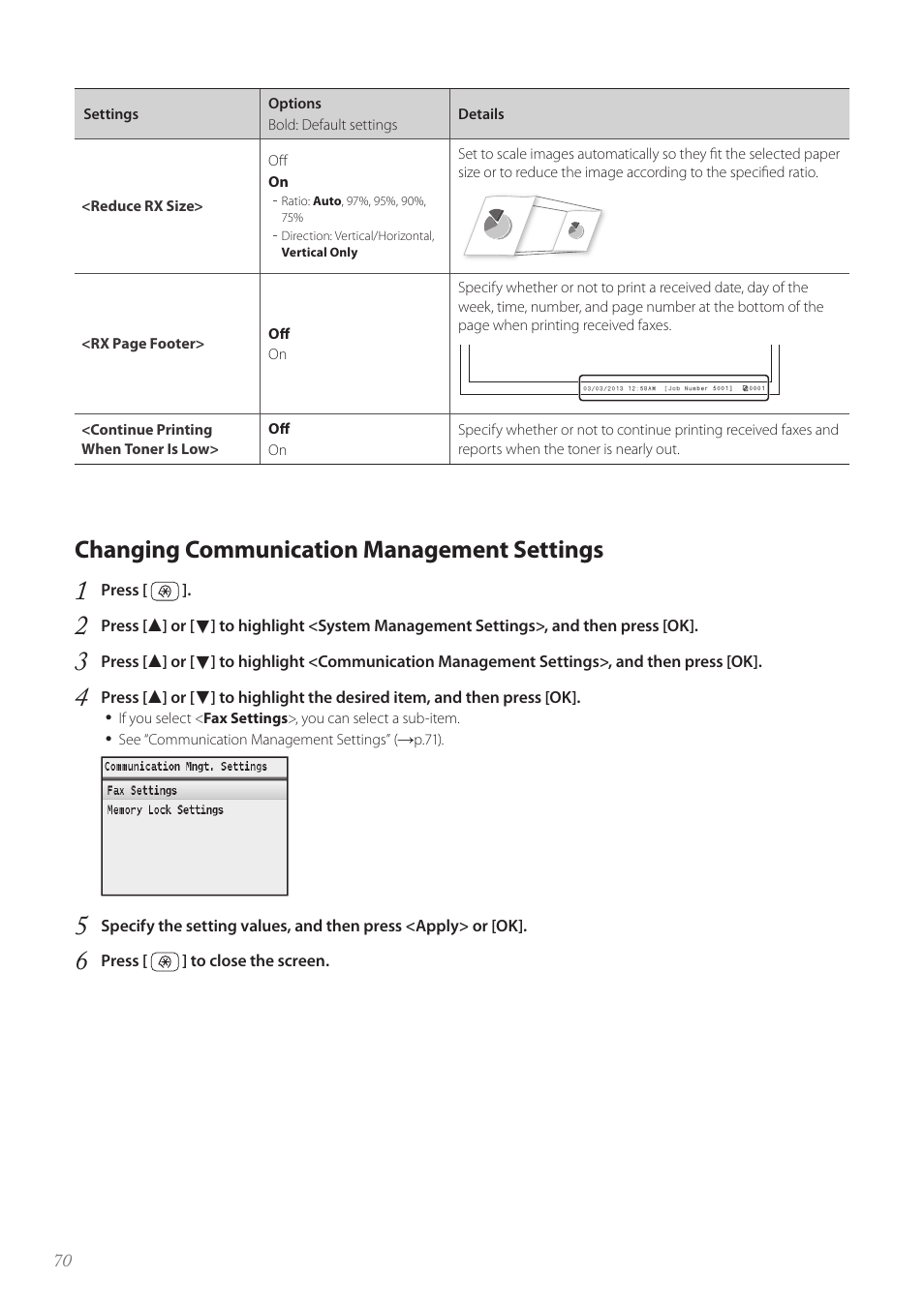 Changing communication management settings | Canon Color imageCLASS MF8580Cdw User Manual | Page 70 / 120