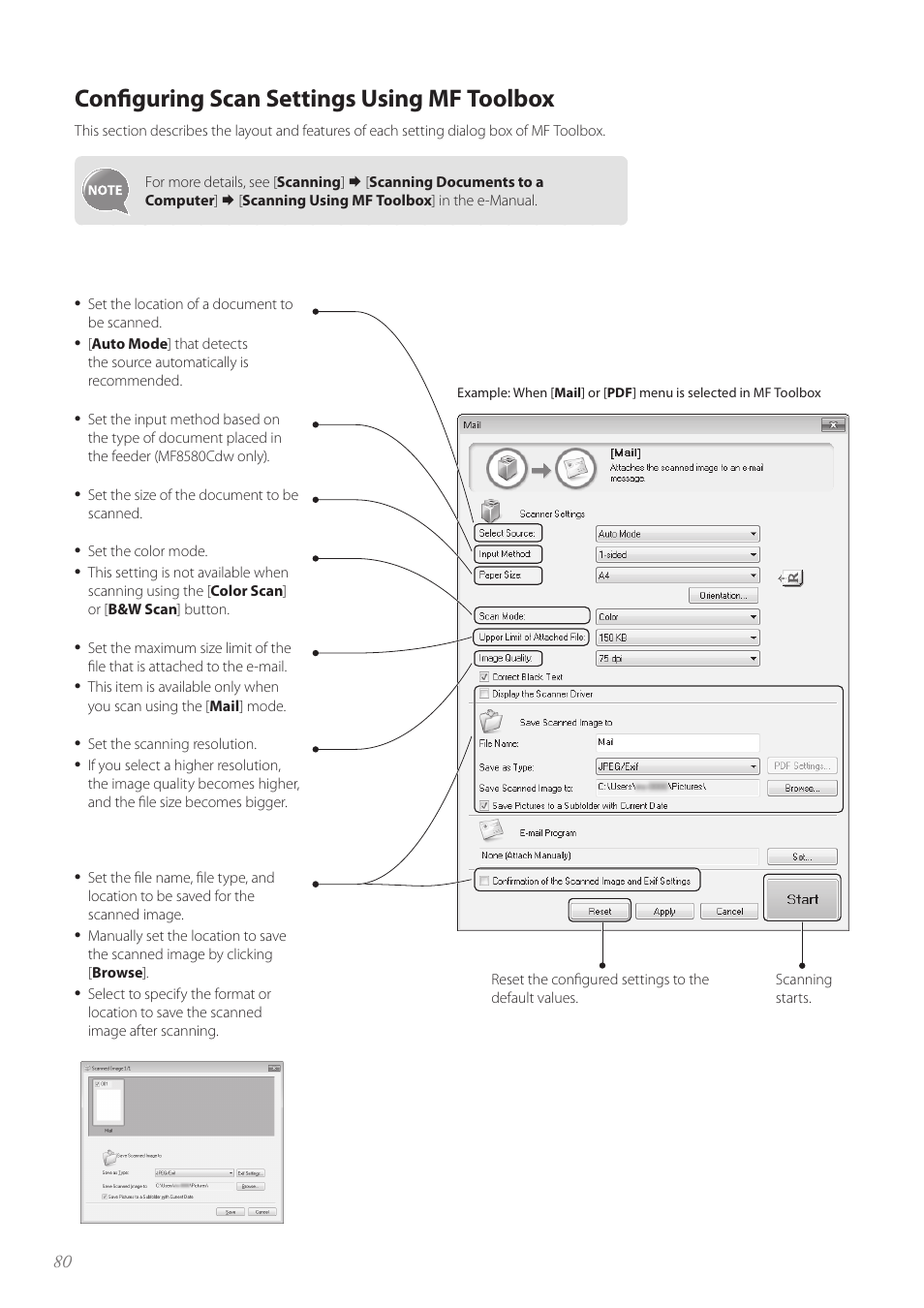 Configuring scan settings using mf toolbox | Canon Color imageCLASS MF8580Cdw User Manual | Page 80 / 120