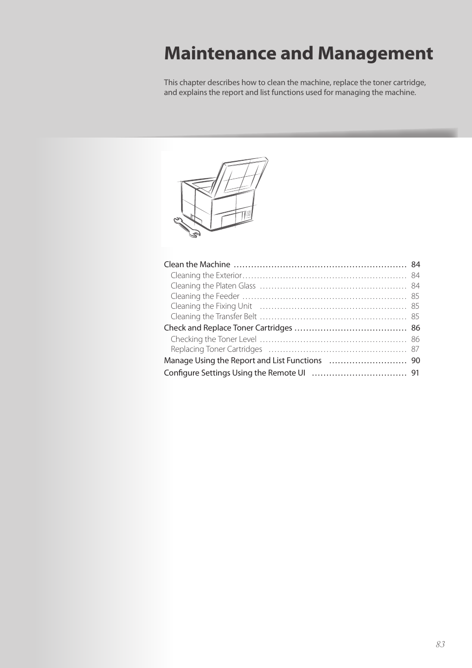 Maintenance and management | Canon Color imageCLASS MF8580Cdw User Manual | Page 83 / 120