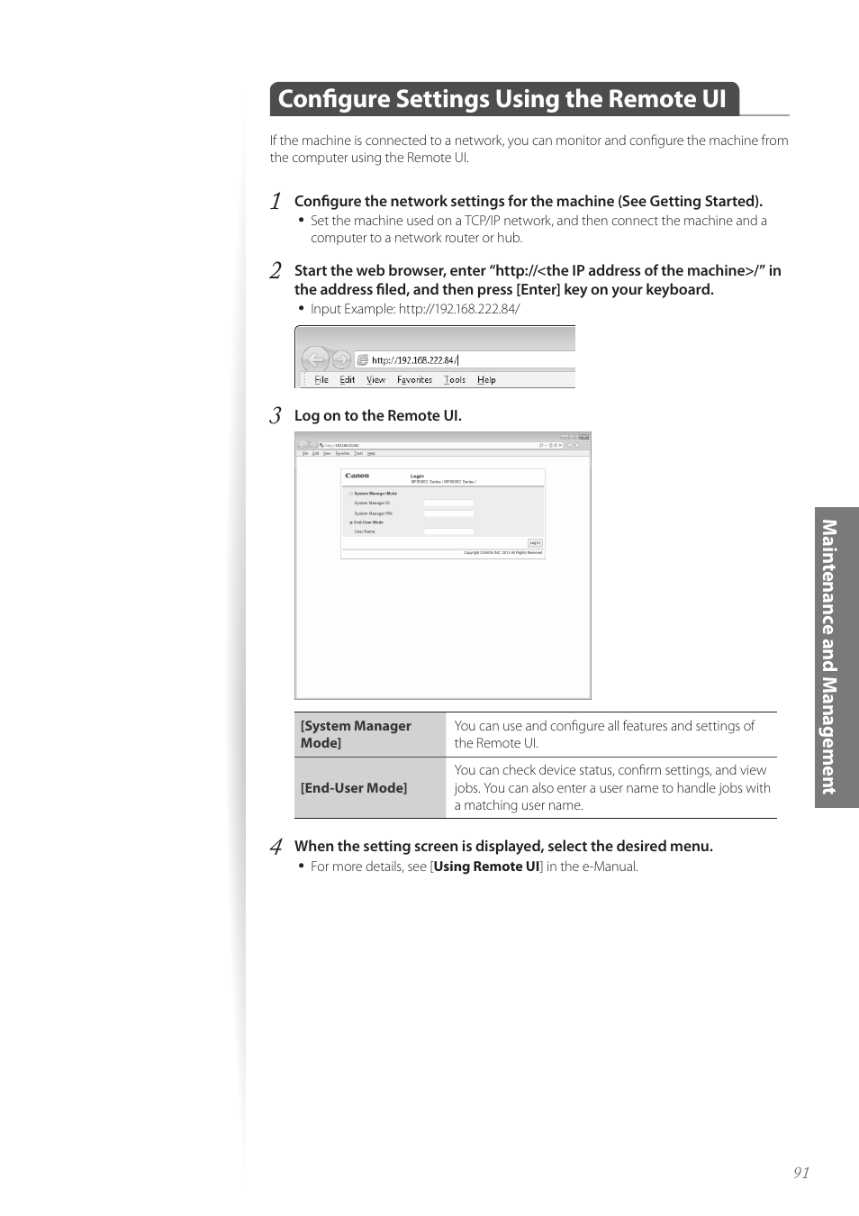 Configure settings using the remote ui | Canon Color imageCLASS MF8580Cdw User Manual | Page 91 / 120