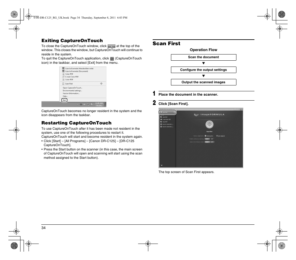 Scan first | Canon imageFORMULA DR-C125 Document Scanner User Manual | Page 34 / 68