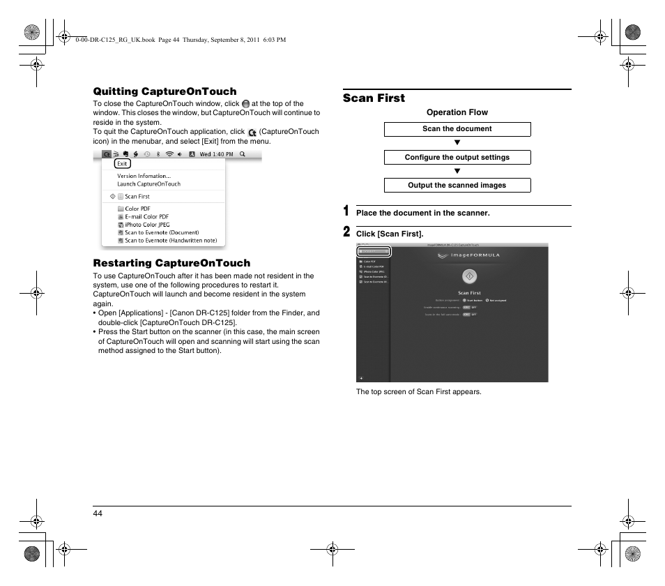 Scan first | Canon imageFORMULA DR-C125 Document Scanner User Manual | Page 44 / 68