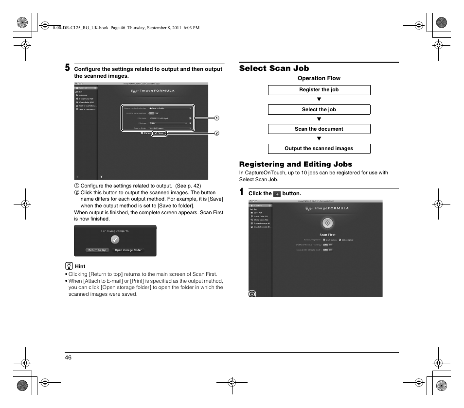 Select scan job | Canon imageFORMULA DR-C125 Document Scanner User Manual | Page 46 / 68