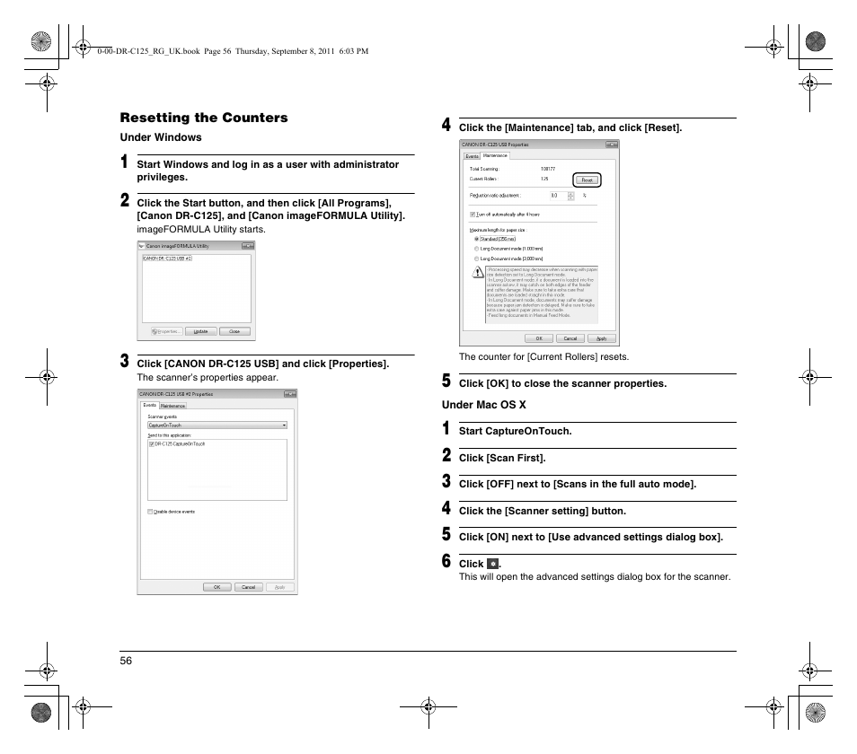 Canon imageFORMULA DR-C125 Document Scanner User Manual | Page 56 / 68