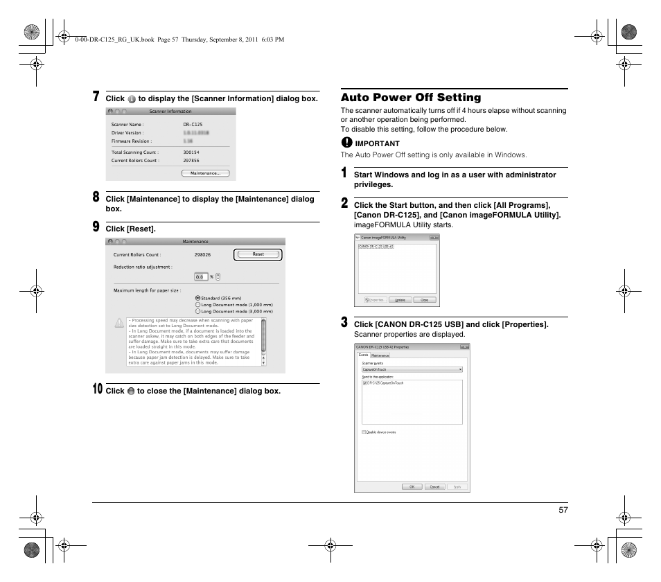 Canon imageFORMULA DR-C125 Document Scanner User Manual | Page 57 / 68