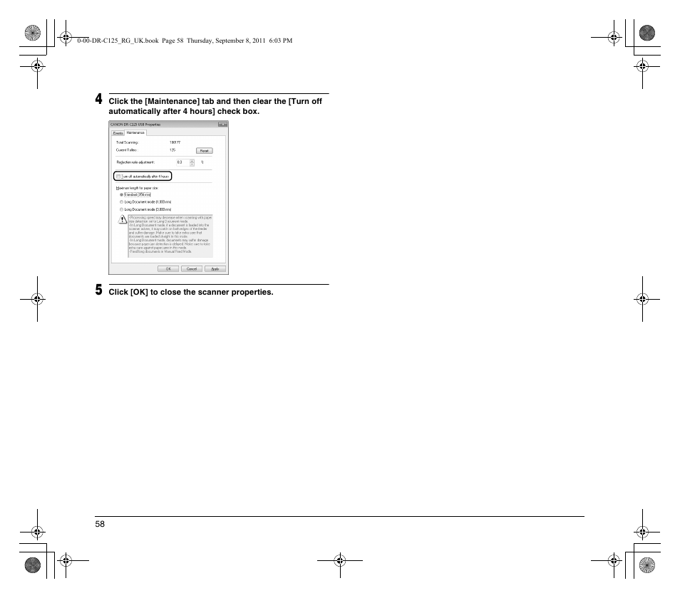 Canon imageFORMULA DR-C125 Document Scanner User Manual | Page 58 / 68