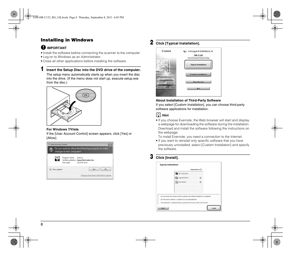 Canon imageFORMULA DR-C125 Document Scanner User Manual | Page 8 / 68