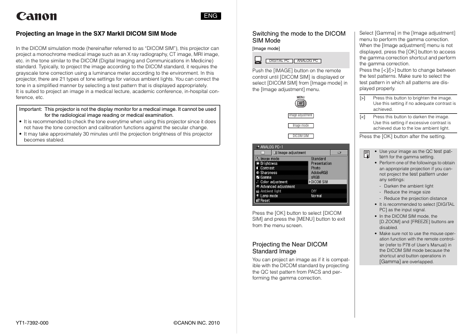 Canon REALiS SX7 Mark II D User Manual | 1 page