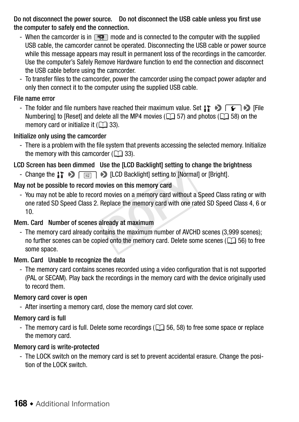 Cop y | Canon VIXIA HF R42 User Manual | Page 168 / 197