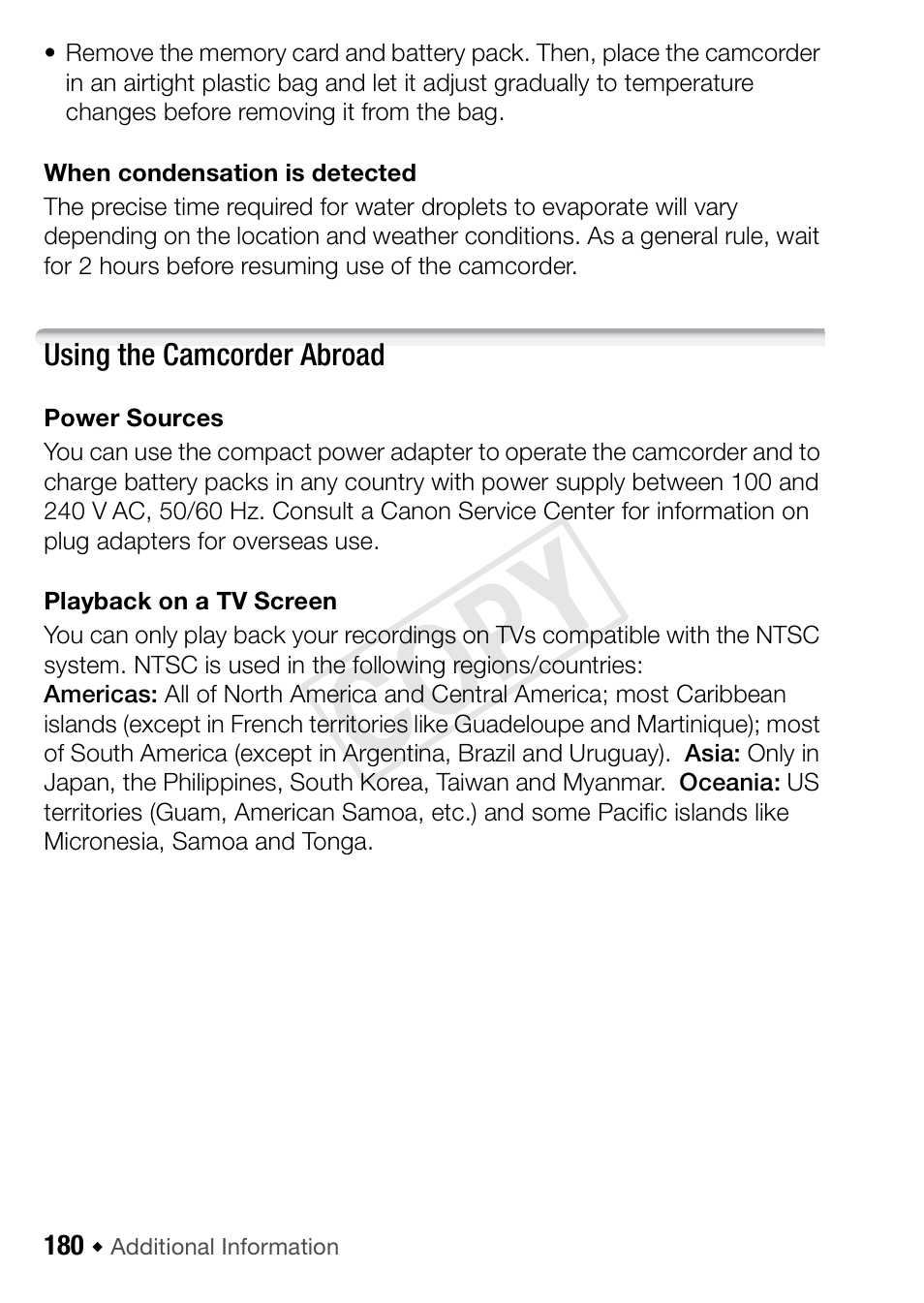 Using the camcorder abroad, Cop y | Canon VIXIA HF R42 User Manual | Page 180 / 197