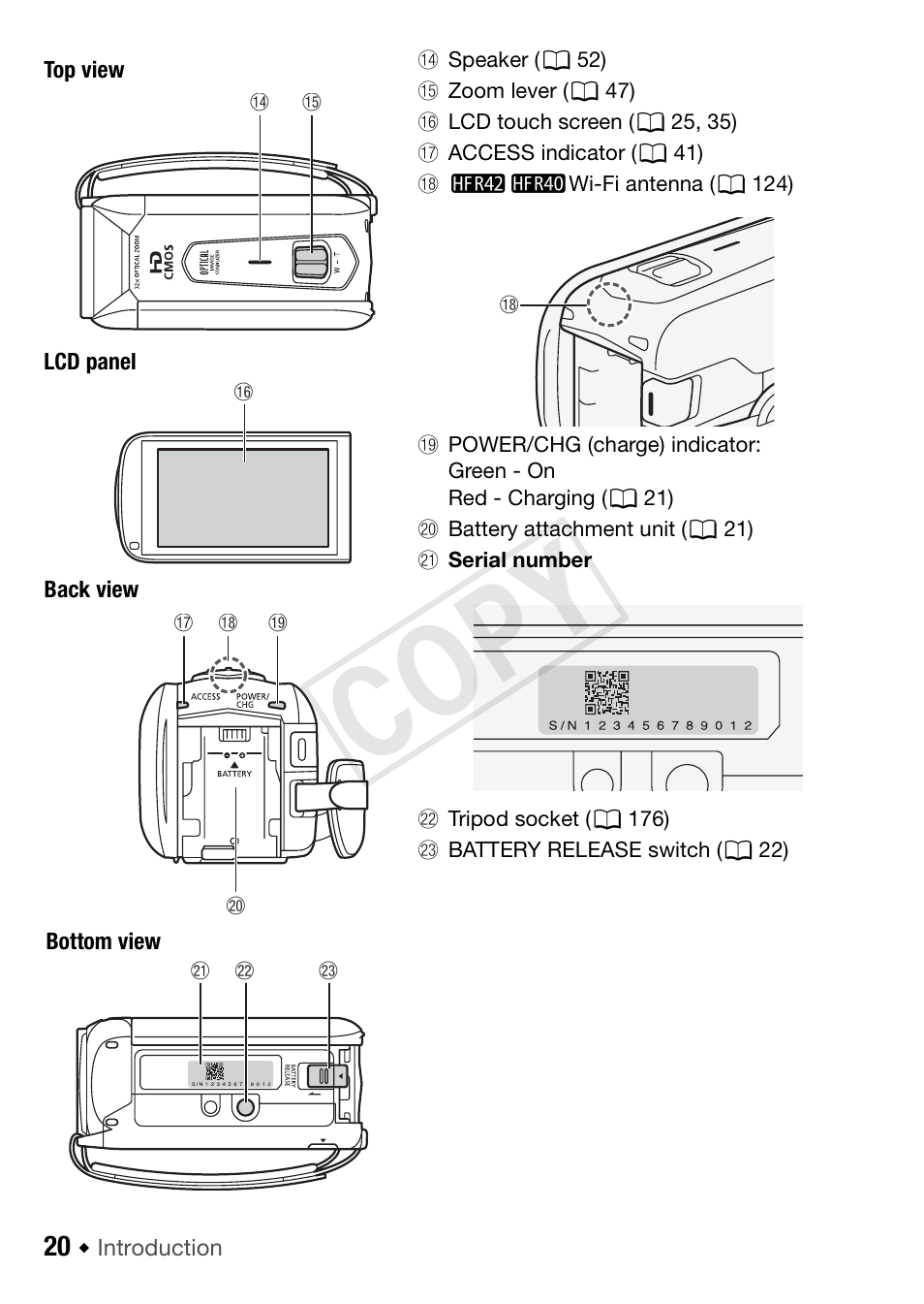Cop y | Canon VIXIA HF R42 User Manual | Page 20 / 197