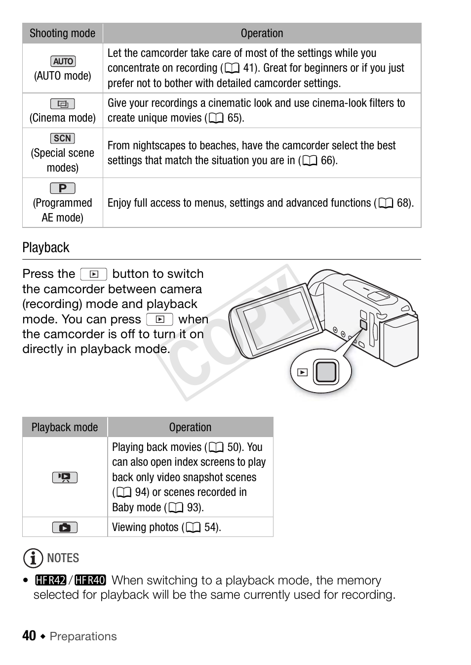 Cop y | Canon VIXIA HF R42 User Manual | Page 40 / 197