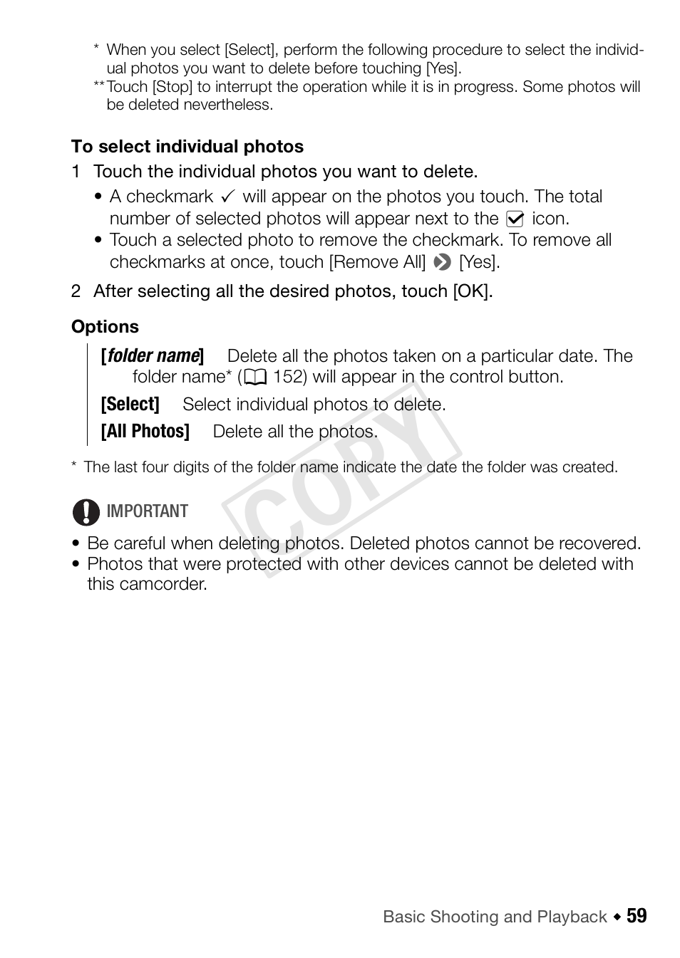 Cop y | Canon VIXIA HF R42 User Manual | Page 59 / 197