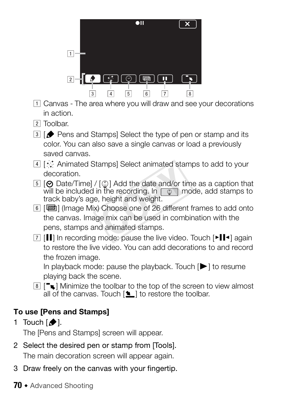 Cop y | Canon VIXIA HF R42 User Manual | Page 70 / 197