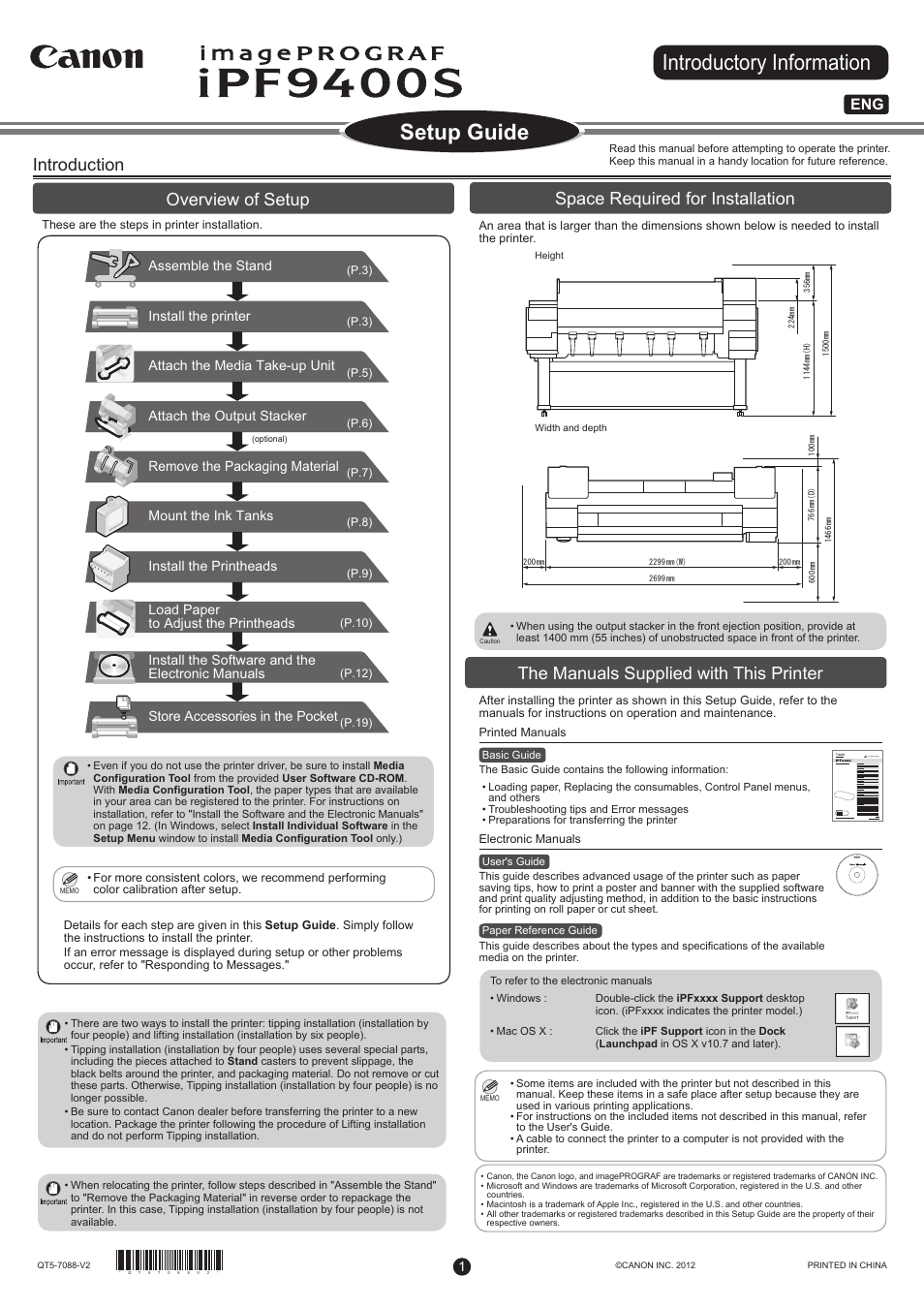 Canon imagePROGRAF iPF9400S User Manual | 20 pages