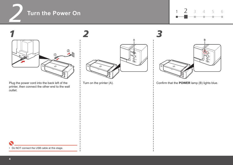 Turn the power on | Canon PIXMA Pro9500 Mark II User Manual | Page 6 / 36