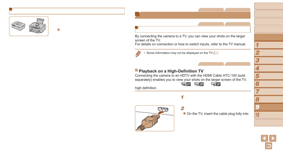 Using optional accessories, Printers, Playback on a tv | Canon PowerShot S120 User Manual | Page 169 / 215