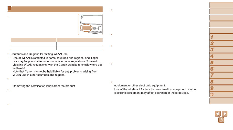 Wi-fi (wireless lan) precautions, And “security precautions | Canon PowerShot S120 User Manual | Page 211 / 215