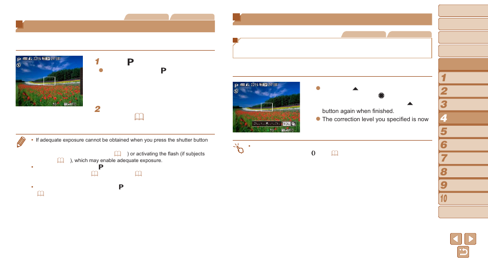 Shooting in program ae ([p] mode), Image brightness (exposure), Adjusting image brightness (exposure compensation) | Canon PowerShot S120 User Manual | Page 70 / 215